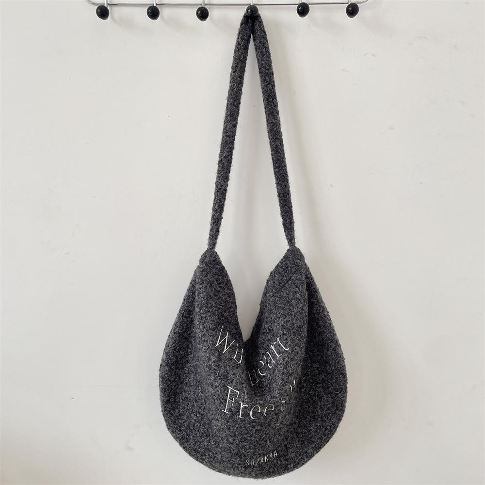 Women s Woolen Flannel Crossbody & Canvas Tote Bag - Artistic Student Commute Style