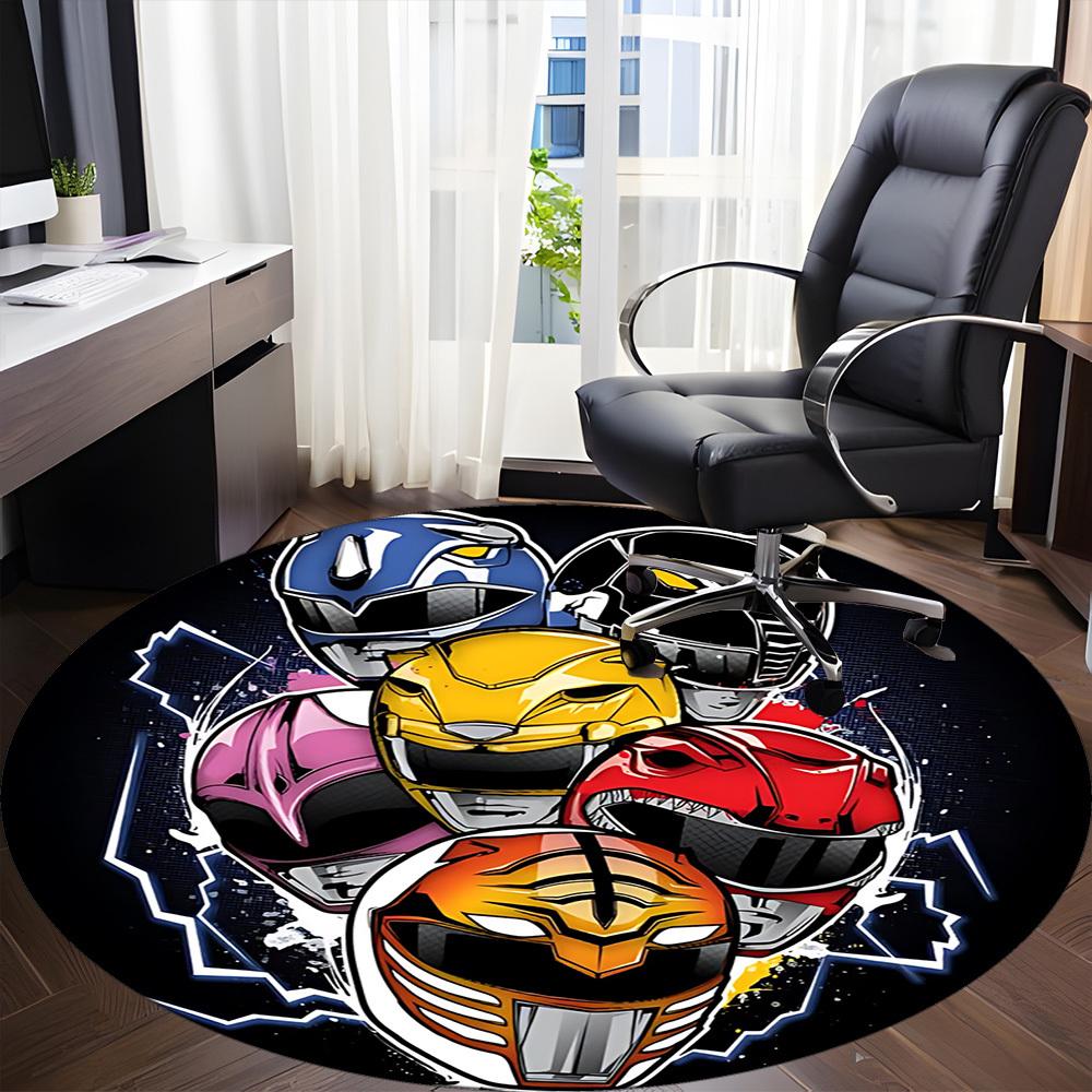 1PC Power Rangers Office Round Rug, Non-slip, Soft and Durable Office Rug for Interior Decoration, Perfect for Office yy250915001