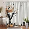 1Pc Whimsical Halloween Graveyard Shower Curtain - Polyester Fabric, Machine Washable, Suitable For Bathroom Decor