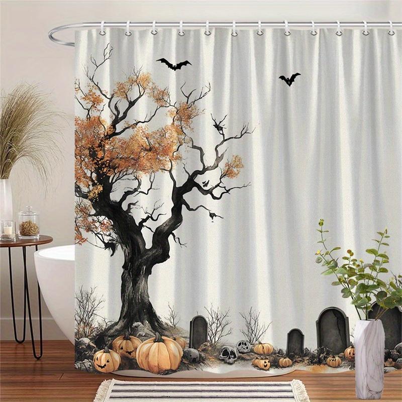 1 шт. причурливая шторка для душа на Хэллоуин с кладбищем - Полиэстер, Машинная стирка, Подходит для декора ванной комнаты 90X180cm