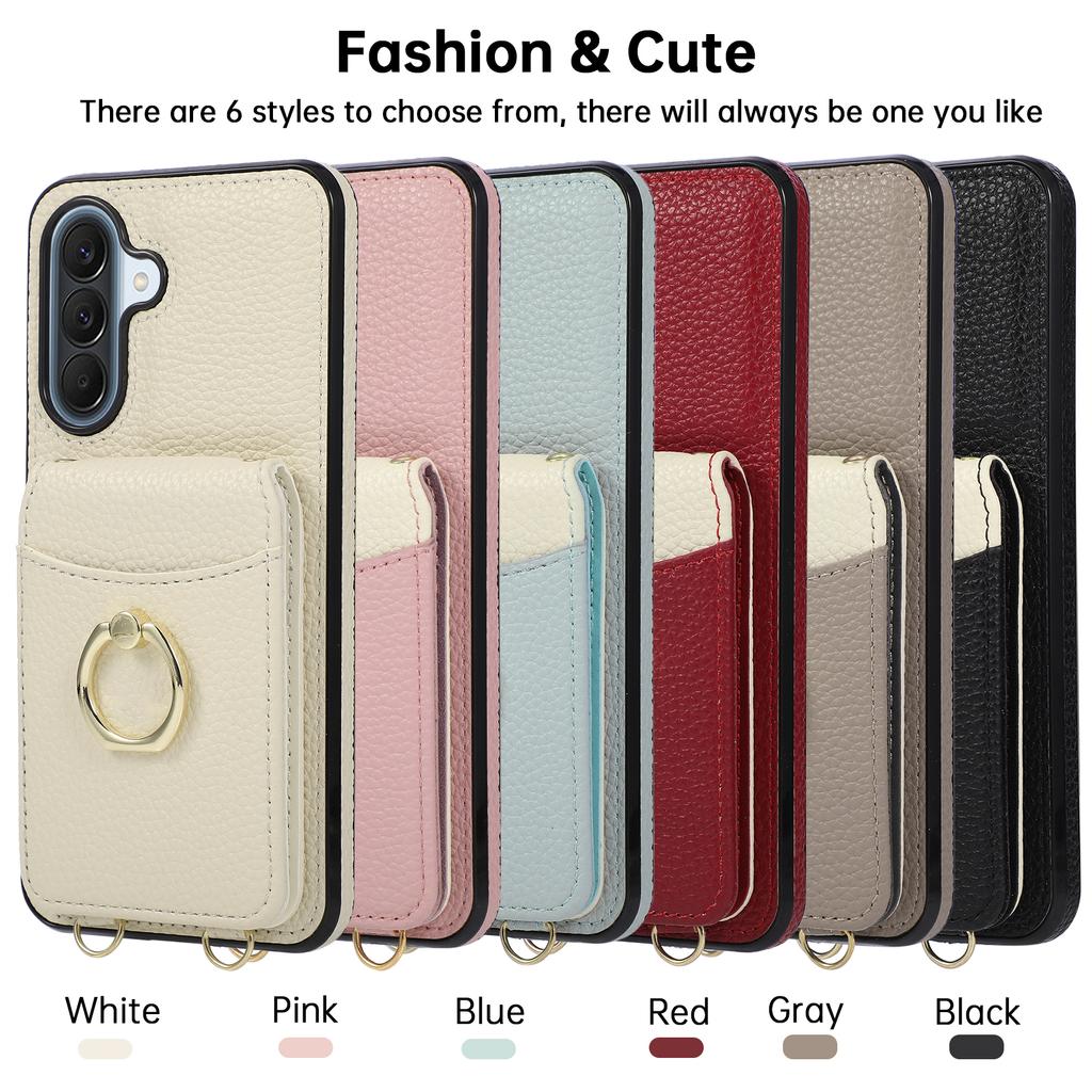 Umhängetasche Geldbörse Kartenhalter Ring Handyhülle für Samsung Galaxy A57 A37 A17 A07 A56 A36 A16 A55 A35 A15 A54 A14 Lederhülle