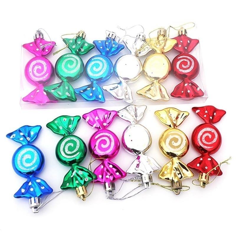 6pcs/bag Candy Shape Christmas Ornament Colorful Mini Gift Box Christmas Tree Pendant New Year Ornaments Decorations