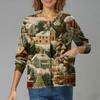 Women's Casual Long-Sleeved Single-Breasted Christmas-Themed Print  Cardigan
