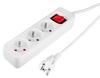Extension cord 1.5m, 3x1.5mm2, 3G, white, ON/OFF