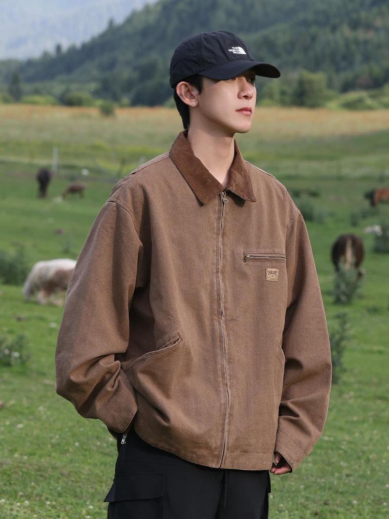 2025 Japanese Retro Lapel Workwear Jacket: Versatile Cityboy Streetwear for Men & Women