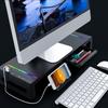 ABS RGB Monitör Standı Yükseltici Masa Desteği 3 USB3.0 Klavye Fare Saklama Rafı Ekran Rafı Şarj Kablolu Çekmeceli Telefon Tutuculu Siyah