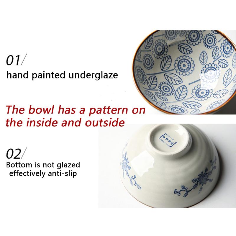 Japanese Style Ceramic  Bowl Set Kitchen Noodle Bowl Tableware Set Microwave Safe Gift Box