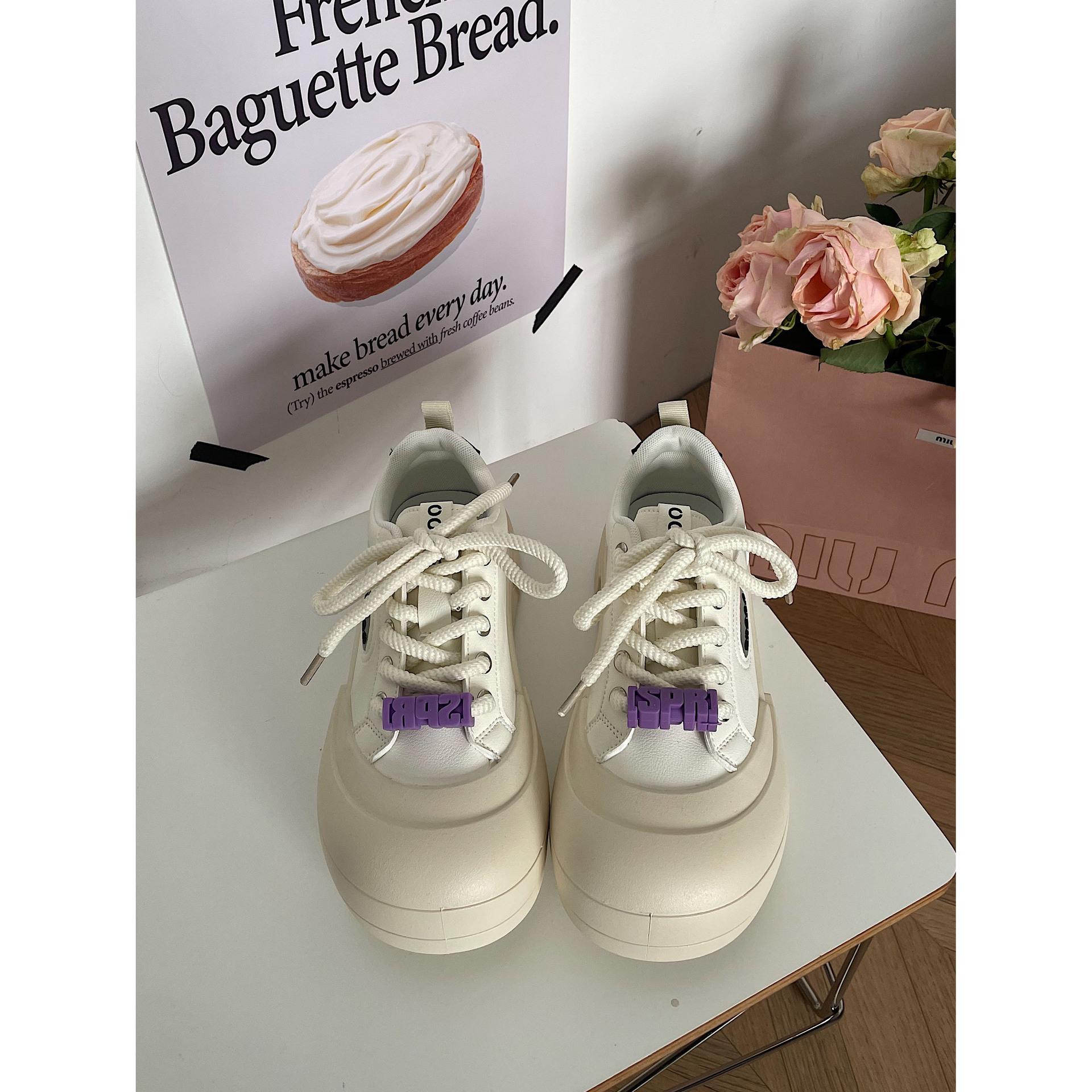 

Женские туфли на толстой подошве, увеличивающие рост, симпатичные белые туфли, дышащие и удобные женские спортивные туфли 36