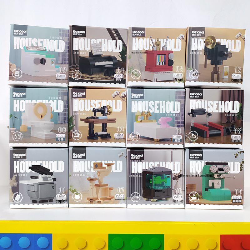 Diku Blocks 55002 Mini Retro Furniture Set for Girls Playroom & Kindergarten Activities