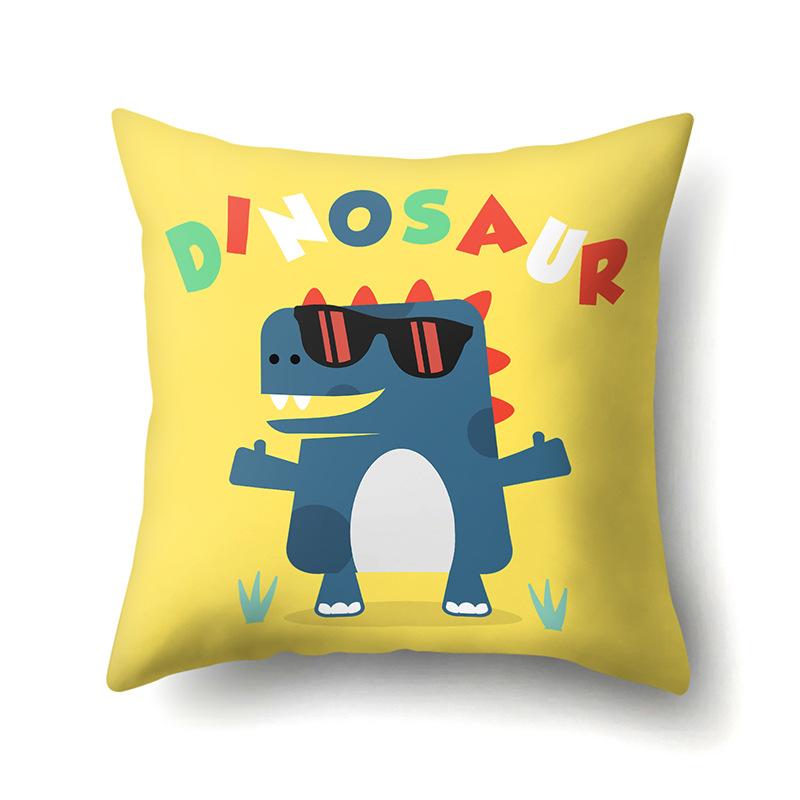 Geometric Dinosaur Pattern Polyester Single-sided Pillowcase Home Sofa Pillowcase Living Room Bedroom Cushion Cover