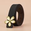 Leather Belt Formal Suit Casual Pants Belt Women's Waist Belt Slim Flower Smooth Plate Buckle