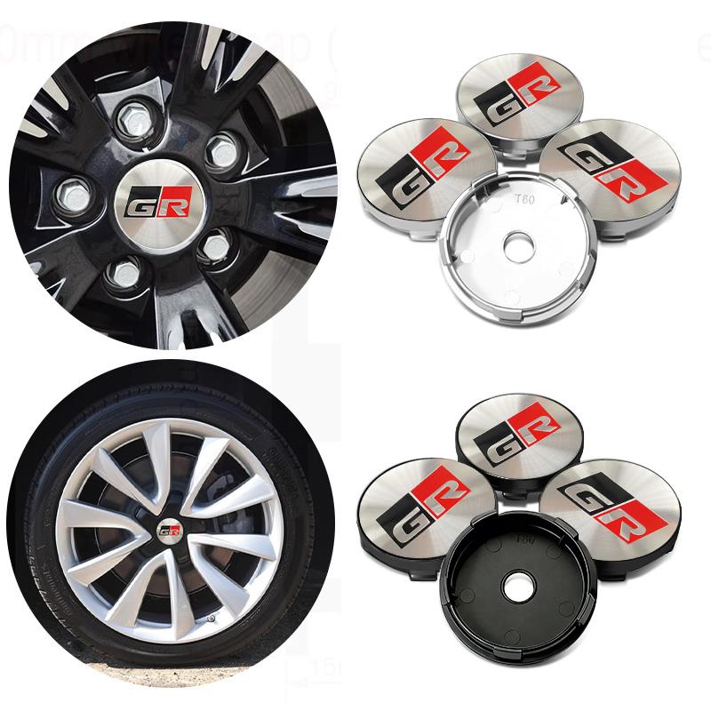 For Toyota 4pcs 56/60mm Car Wheel Center Hub Cap Rim Cover Stickers Crown GR Corolla YARIS Auris C-HR Hilux Vios Prius
