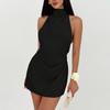 Mouwloze Backless Feestjurk voor Dames Hoge Hals Mini Jurk Eenvoudige Zomer Formele Kleding voor Evenementen Avond Cocktail
