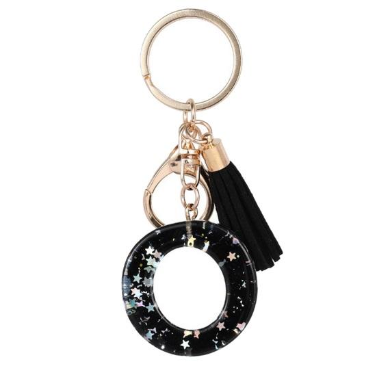 Lightweight Keychain Pendant, Sequins Star Letter A-Z Charm with Tassel, Gift Alphabet Initial Metal Keyring for Handbag Backpack Bag