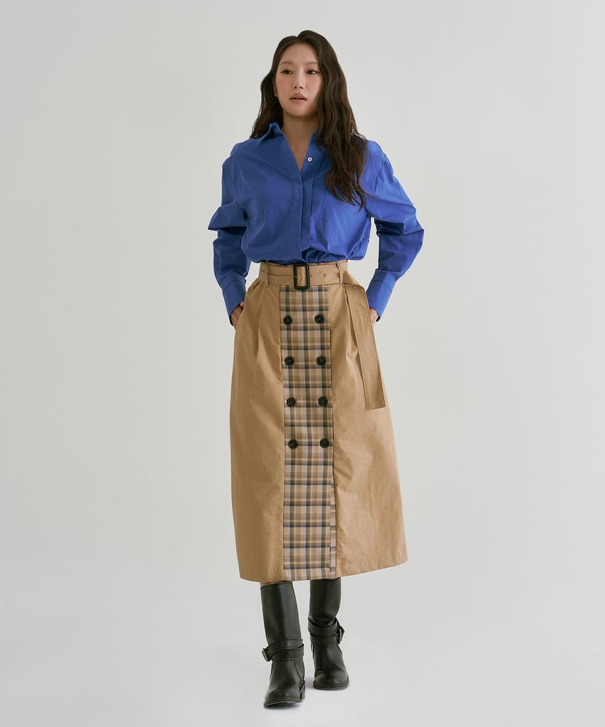 Peulleio Button Wrap Skirt _ Beige