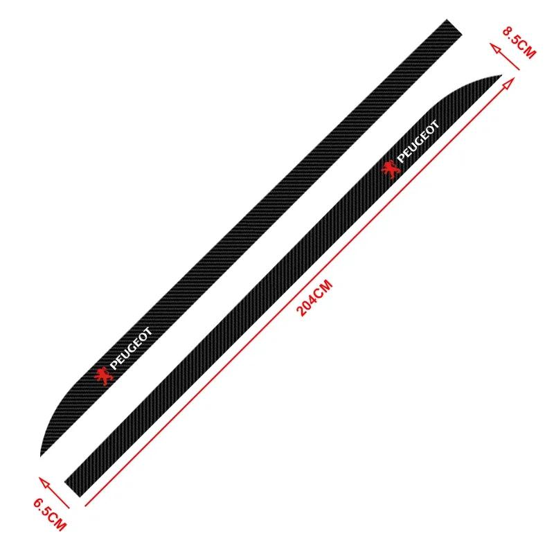 For Peugeot 2pcs Carbon Car Door Side Skirt Sill Stripe Sticker Decals Styling For Peugeot 206 207 208 107 106 205 4008 607 108
