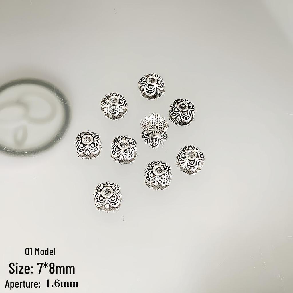 Retro Distressed Alloy Antique Silver Flower Spacer Bead Cap for DIY Bracelet & Necklace Making
