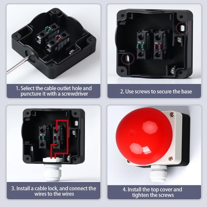 Resetting Spherical Mushroom Head Emergency Stop Button Switches Workshop Switches for Secure & Efficient Operations