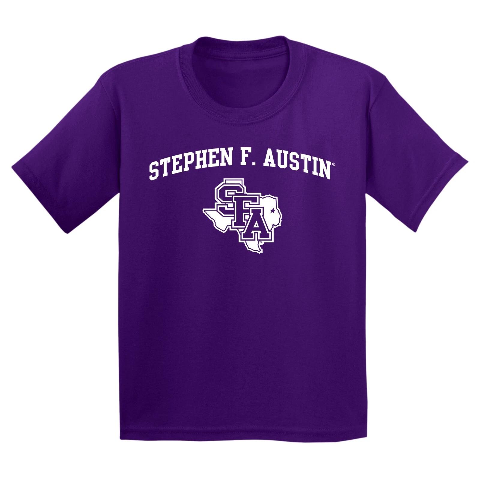 Stephen F Austin State University Lumberjacks Arch Logo Youth T-Shirt - Purple S