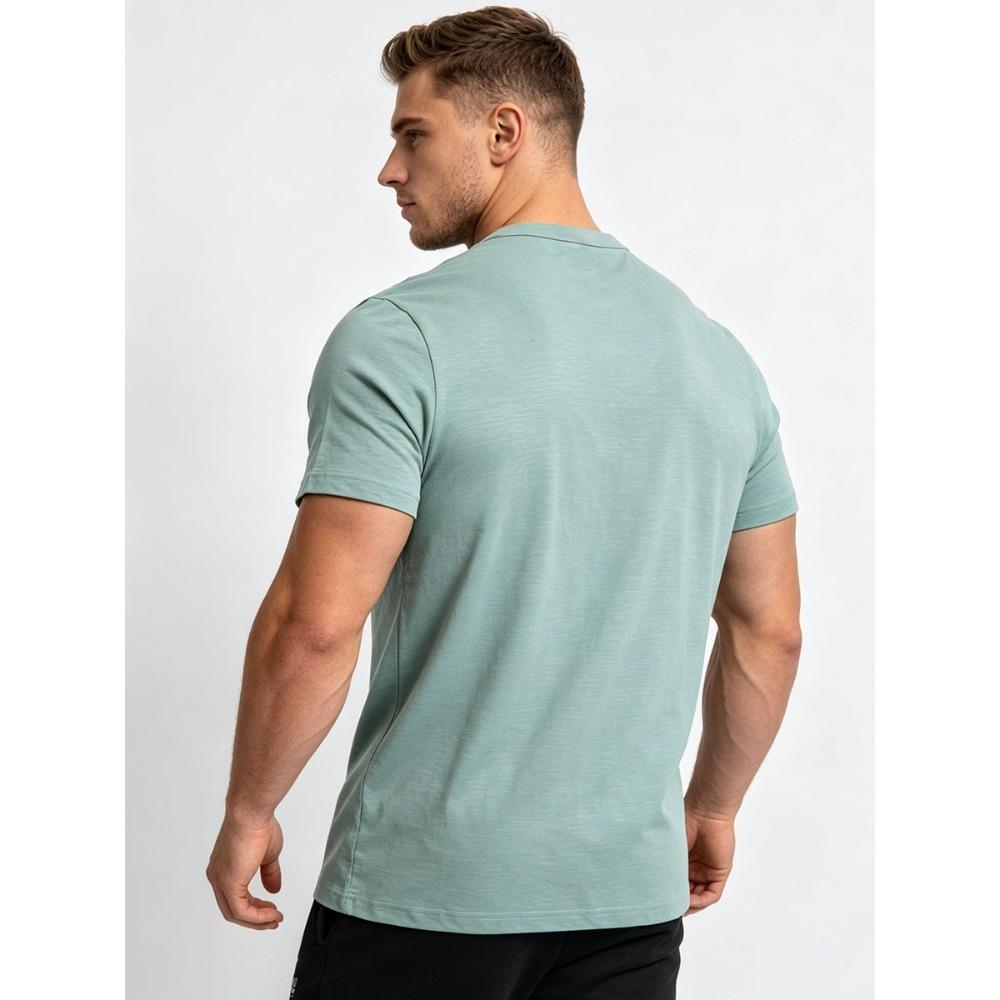 Men's Plus Size Henley T-Shirt (Up to 6XL) - 95% Cotton Short Sleeve Crew Neck Tee with Chest Logo - Big and Tall Casual Summer Top