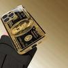 Banknotes Gold Fashion INS Luxurious Highend Phone Case Electroplated Glass PhoneCase for iPhone 17161514131211pm Pro Plus