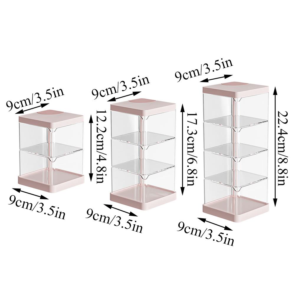 Rotating Storage Box Cosmetic Display Case Transparent Moisture-Proof Multi-layer Makeup Storage Shelf Powder Puff Organizer