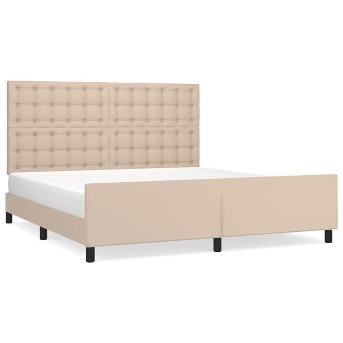 3125590 vidaXL Bed Frames with Headboard Cappuccino 180x200 Cm Faux Leather