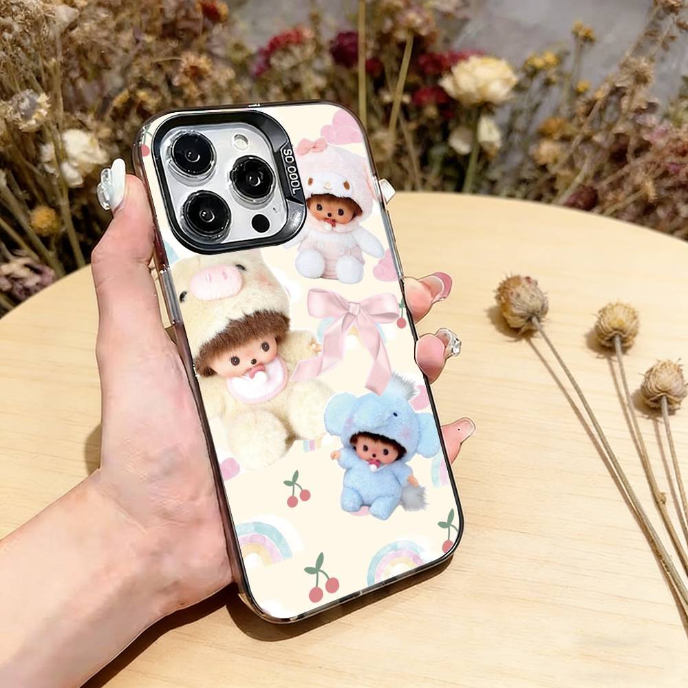 Cute M-Monchhichis Phone Case For iPhone 17,16,15,14,13,12,11 Plus,Pro Max,XS,Colorful Silver Phone case Funda Cover