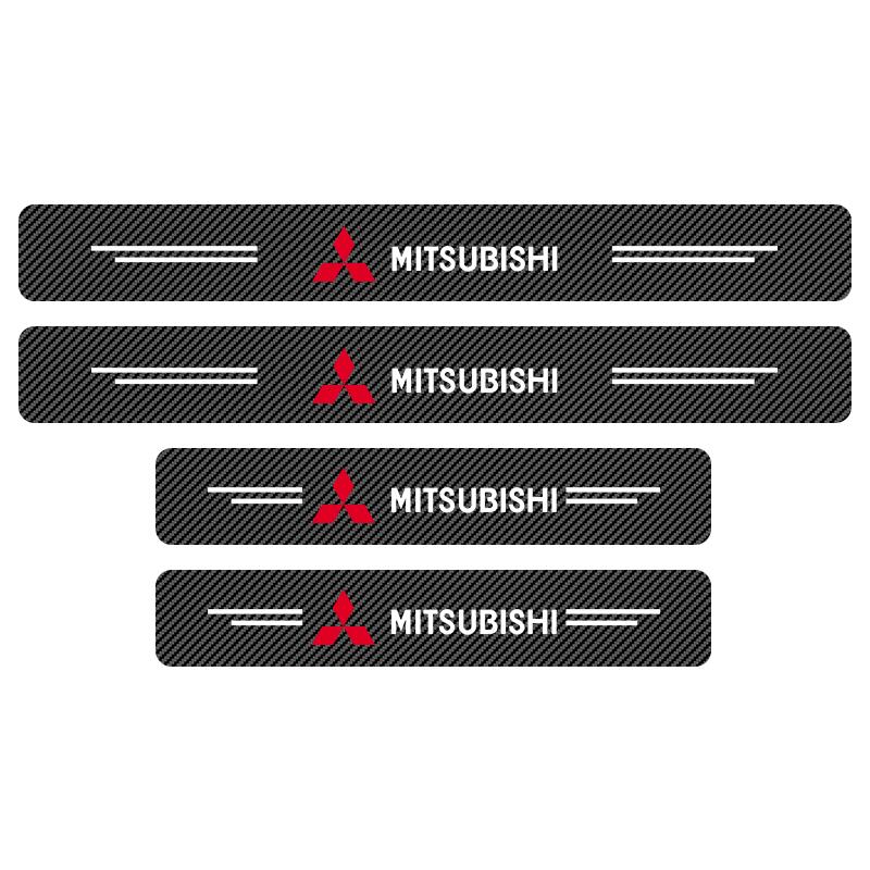 

4 PCS Carbon Fiber Car Door Sill Trim Protection Stickers For Mitsubishi Lancer Asx pajero colt Pajero l200 Galant Outlander EX