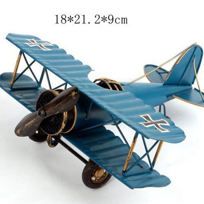 Vintage Metal Airplane Model Retro Iron Aircraft Ornament Nordic Creative Crafts Desktop Decoration Household Decoration Collectible Present