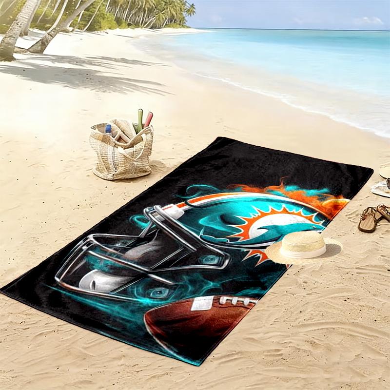 Miami Dolphins Print Beach Towel, Large Soft Quick Dry Towel for Beach Camping Swimming