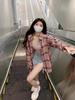 Plaid shirt women's spring and autumn new design sense niche outer wear sunscreen shirt high sense long sleeve top coat