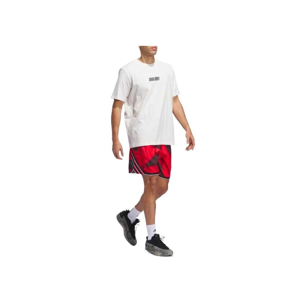 adidas Koszulka z grafiką Hoops Wygodna z literami Luźna Krótki rękaw Odprowadzająca wilgoć Koszulka Męskie Góry Biały JI7104