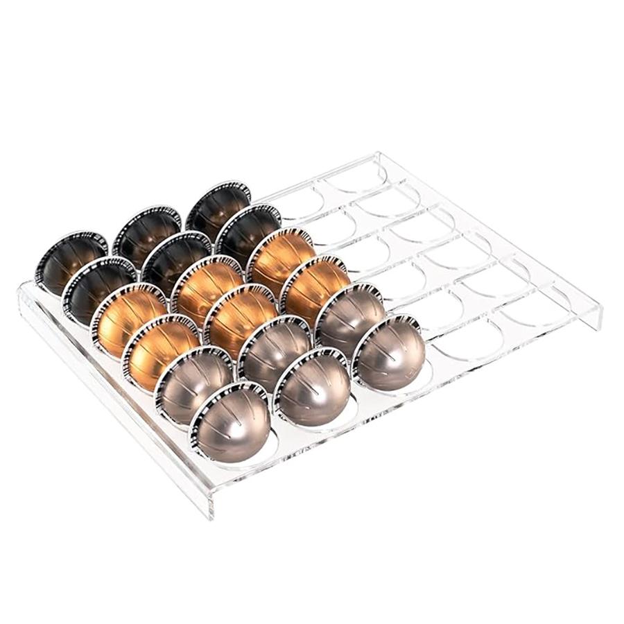 

Coffee Capsule Storage Tray Acrylic Drawer Insert Organizer Tray Holds 30 Pods Compatible with Nespresso Capsules Drawer