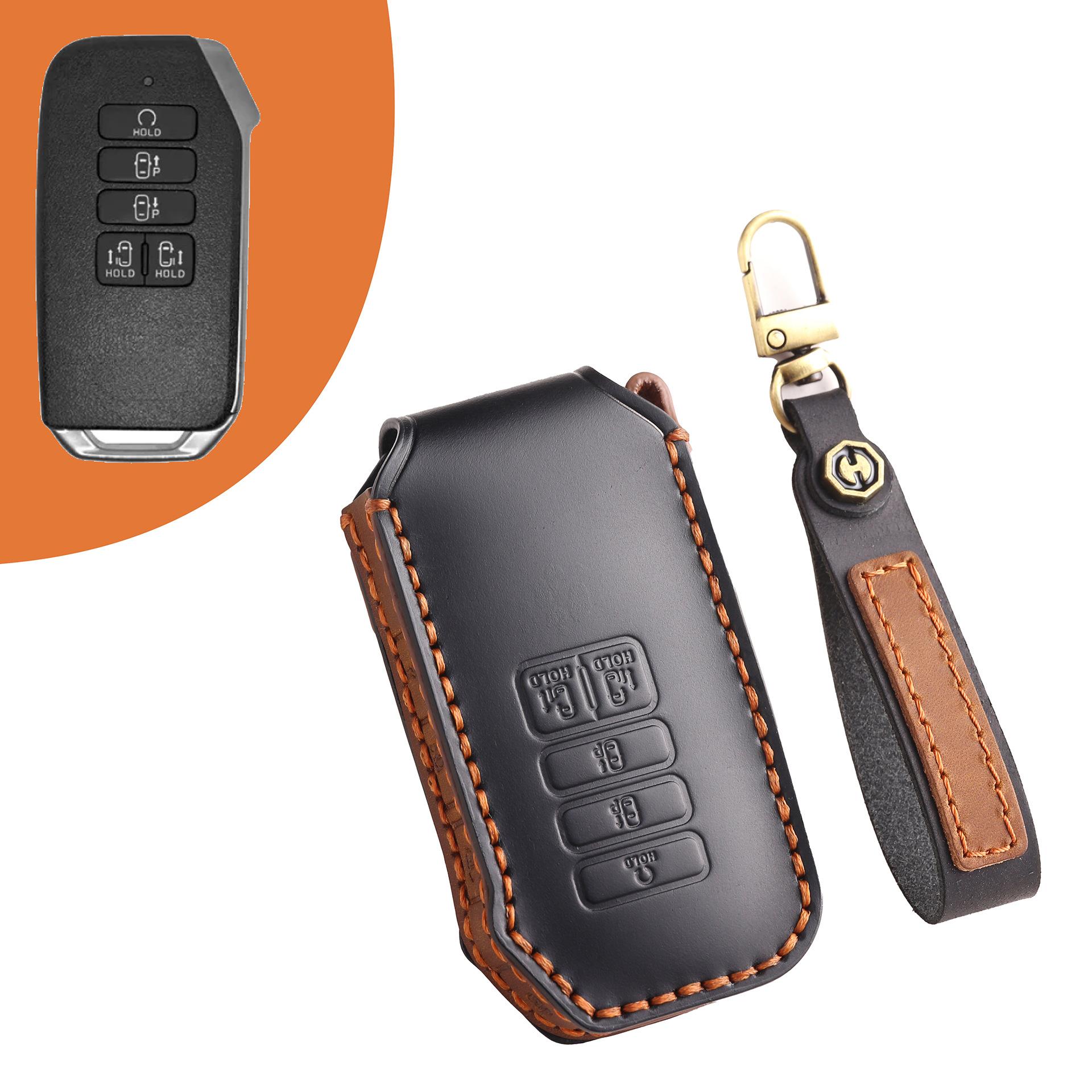 

Genuine leather car key bag is suitable for Kia commercial vehicle key cover, purely handmade high-end key bag, shell ring, cowhide. чёрный