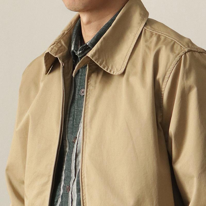100% Cotton Vintage Short Zip-up Lapel Cotton Cargo Jacket Jacket for Men Spring and Autumn