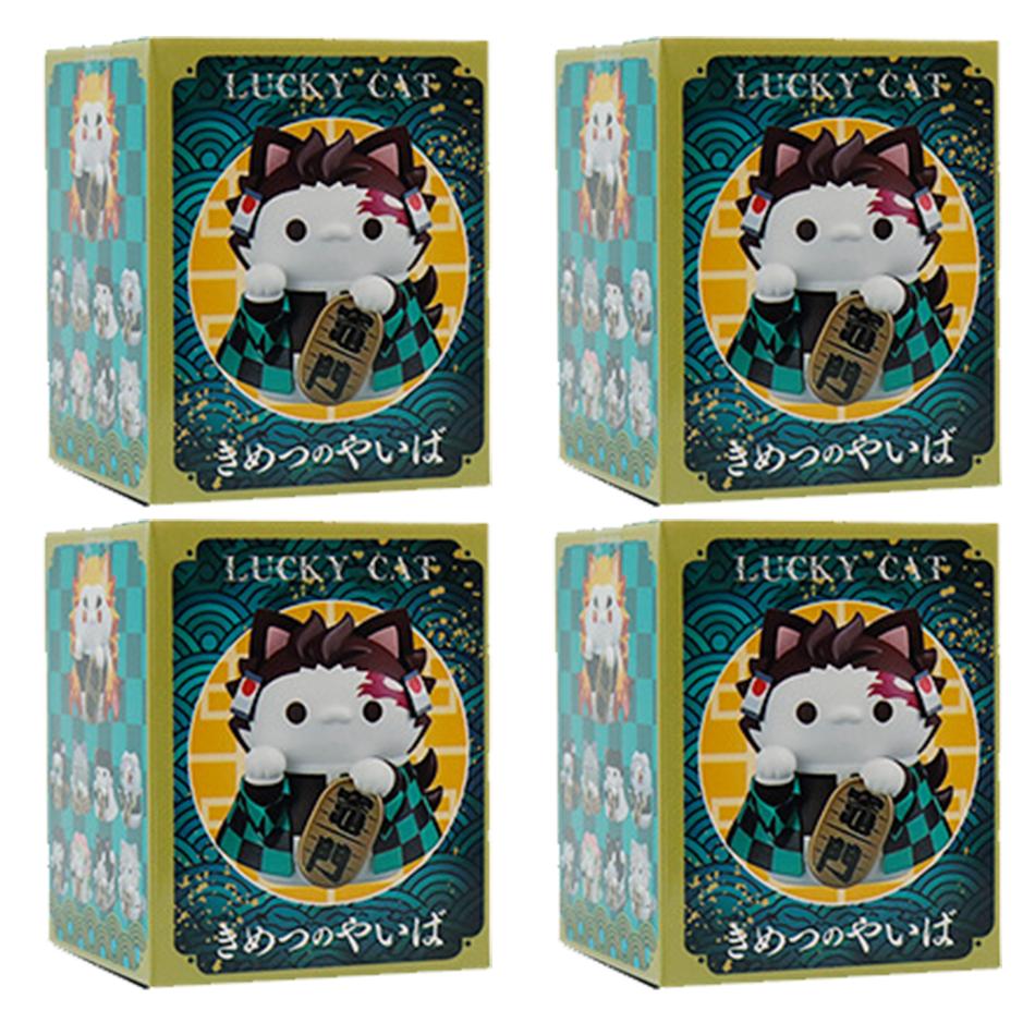 Demon Slayer Figure Toy Anime Kimetsu No Yaiba Q Version Lucky Cat Tanjiro Nezuko Inosuke Zenizu PVC Figurine Model Doll Gifts