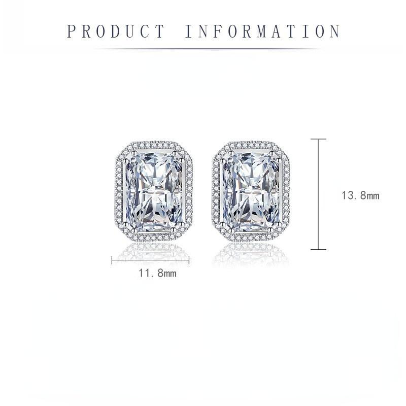 BELLA BOX S925 Silver Needle Retro Color Zircon Stud Earrings Simulation Yellow Diamond Rectangle Stud Earrings Party Accessories