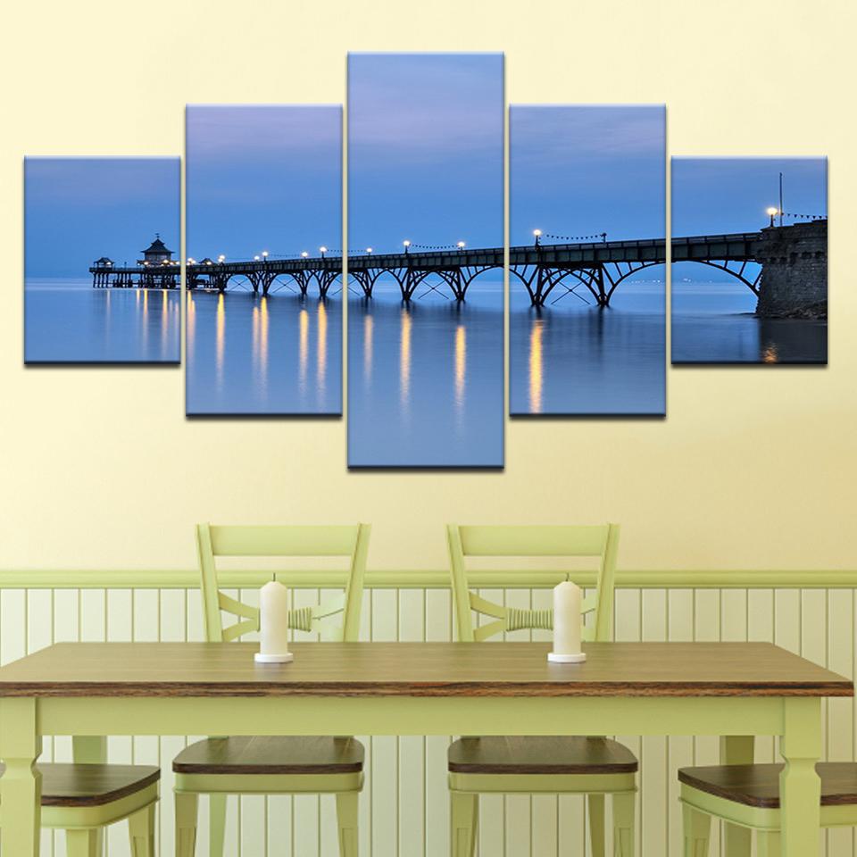 The Morning Seascape 5 Panels HD Print Wall Art Modern Modular Poster Art Canvas Painting for Living Room Home Decor
