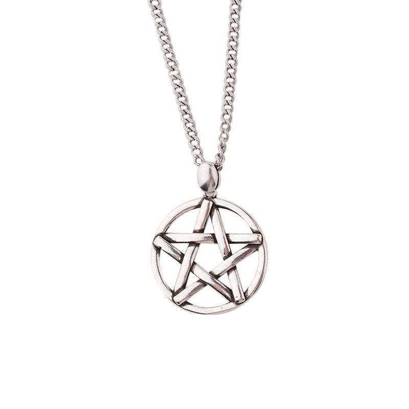 Wind Five-Pointed Star Thai Silver Necklace Female Niche Design Sense Large Star Pendant Star Light Necklace Versatile