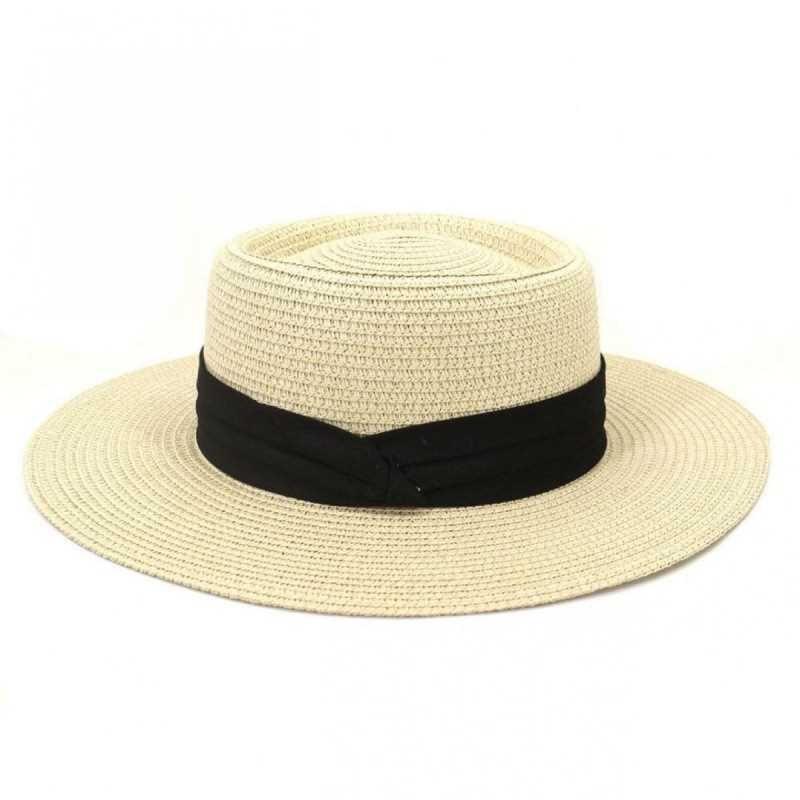 Top Hat Female Travel Outdoor Photo Flat Top Sun Hat Fashionable Streamer Simple Beach Hat