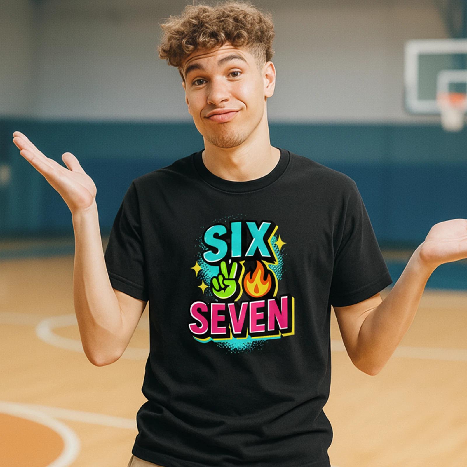 Six Seven Shirt Funny 6-7 Meme Tee TikTok Trend Graphic T-shirt Basketball Meme 2XL