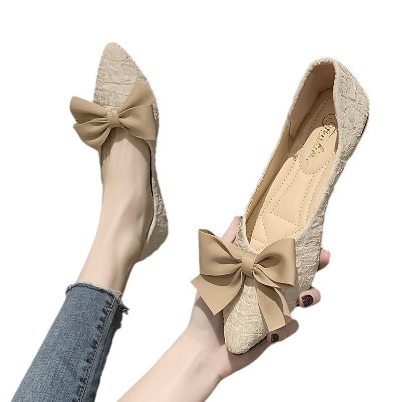 Womens Slipon Loafers With Butterfly Knot Pu Upper For Casual Daily Wear