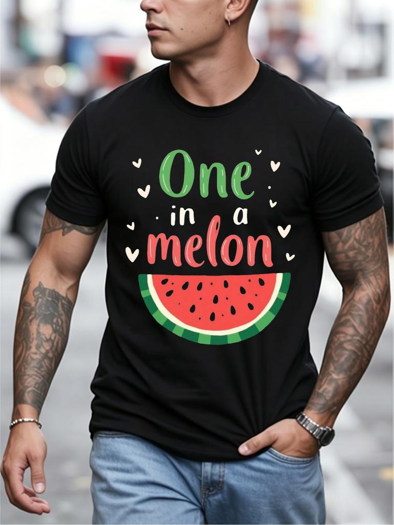 Men'S One in a Melon Printed with Watermelon Slice And Little Hearts Design 01New Fashionable Printed Casual Outdoor Uni