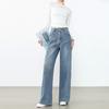 High-waisted tooling style wide-leg denim warehouse women's new thin and drape straight-leg pants casual trousers Zhengzhou women's trousers