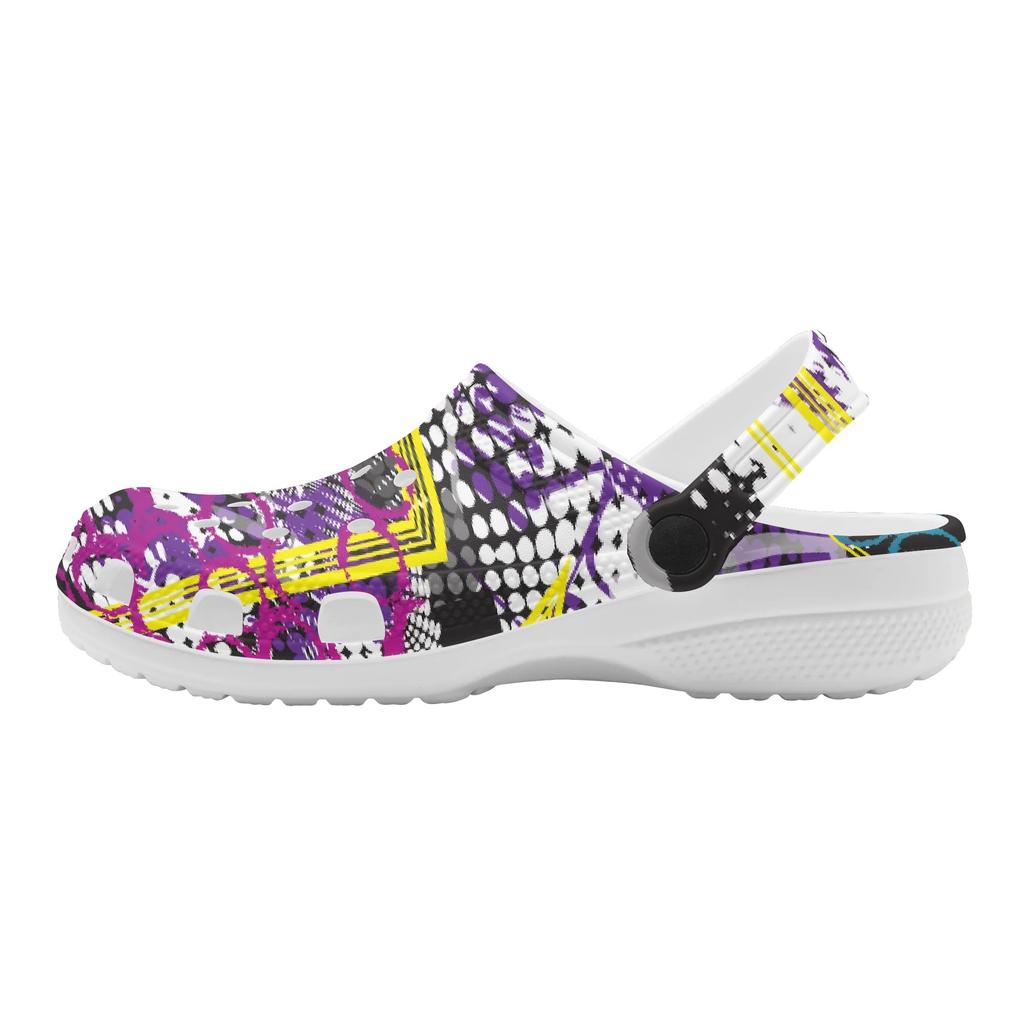 Printed EVA Slip On Clogs Unisex Lightweight Breathable Garden Shoes for Bathroom Beach Pool Home Summer Walking Garden Wear