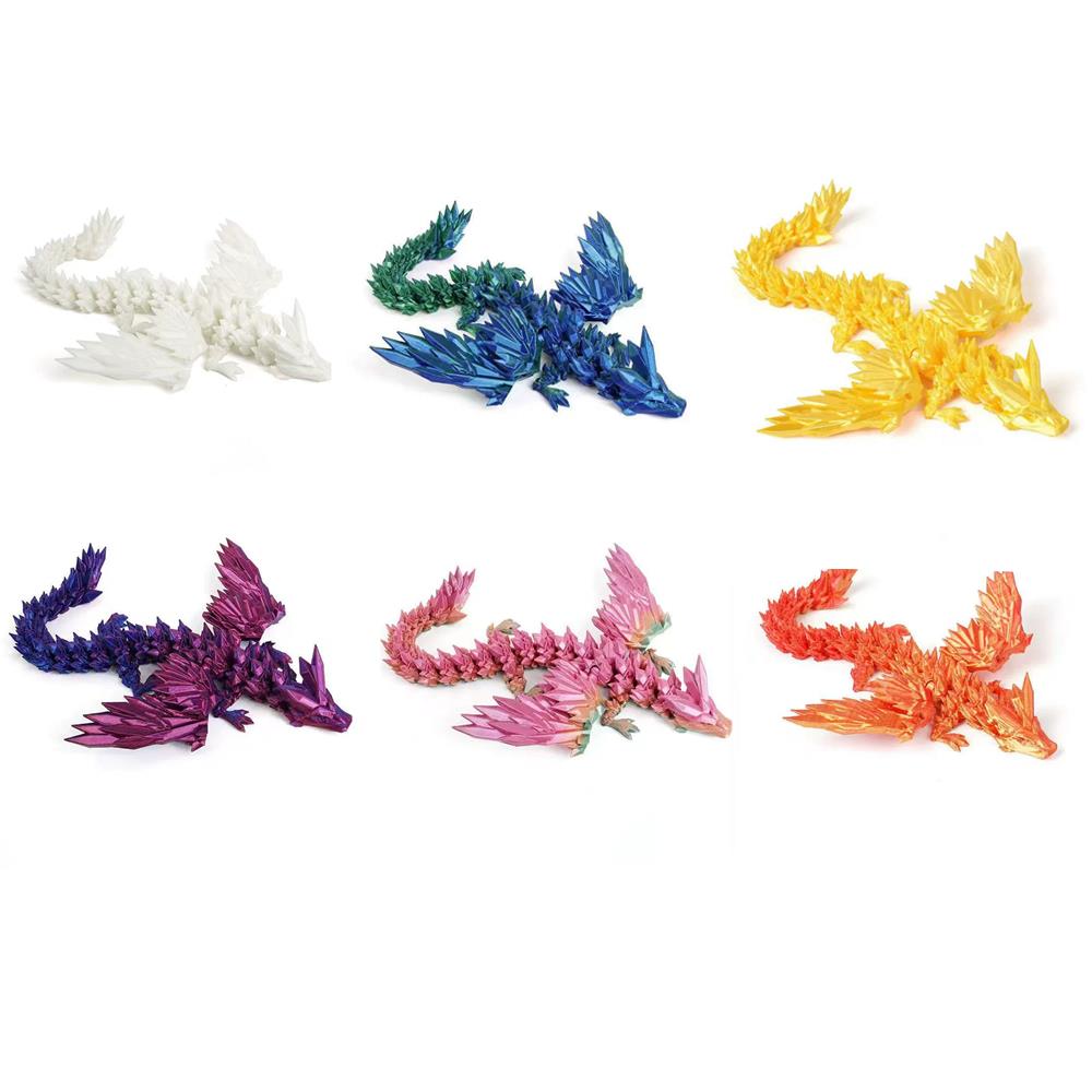 22Cm 3D Printed Conjoined Dragon Crystal Dragon Wings Ornaments Joints Can Move Dragon Rockery Fish Tank Landscaping Decoration