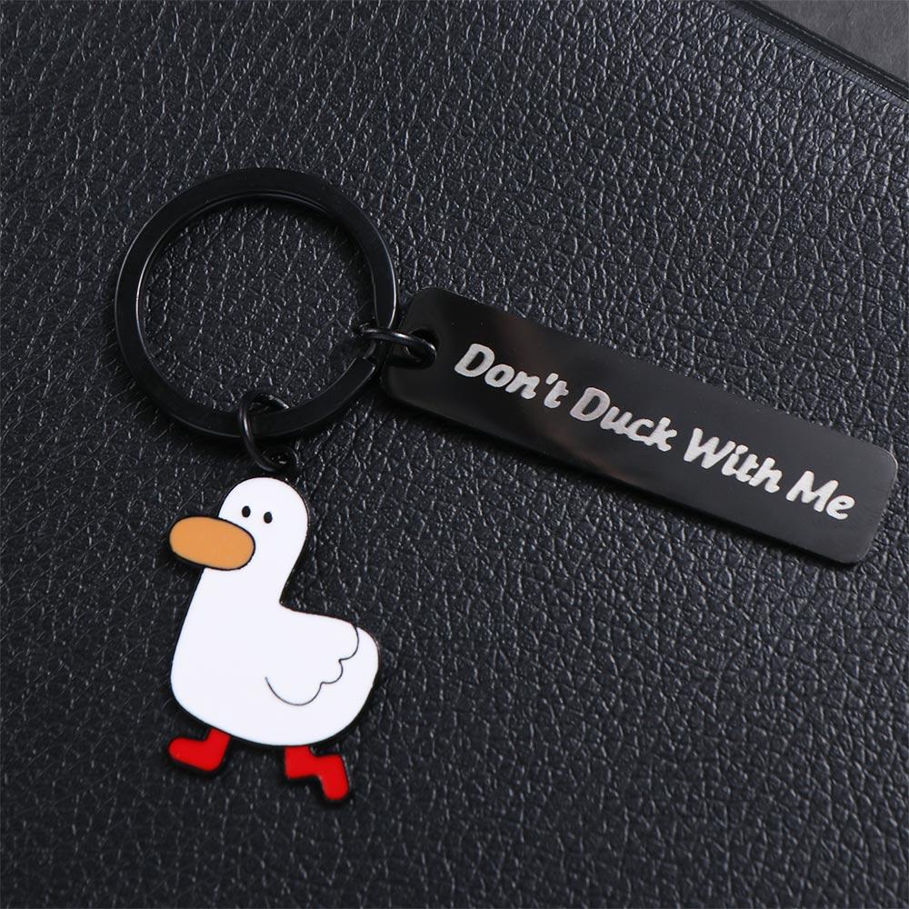 Stainless Steel Ducking Love Keyring Couples Jewelry Duck Pendant Funny Duck Keychain  Handbag