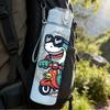 1PC Cool Fox Riding Motorcycle Cartoon Print 750ml Color Plastic Sports Water Bottle Leakproof Flip Straw Lid Suitable for Sports Office Home Use