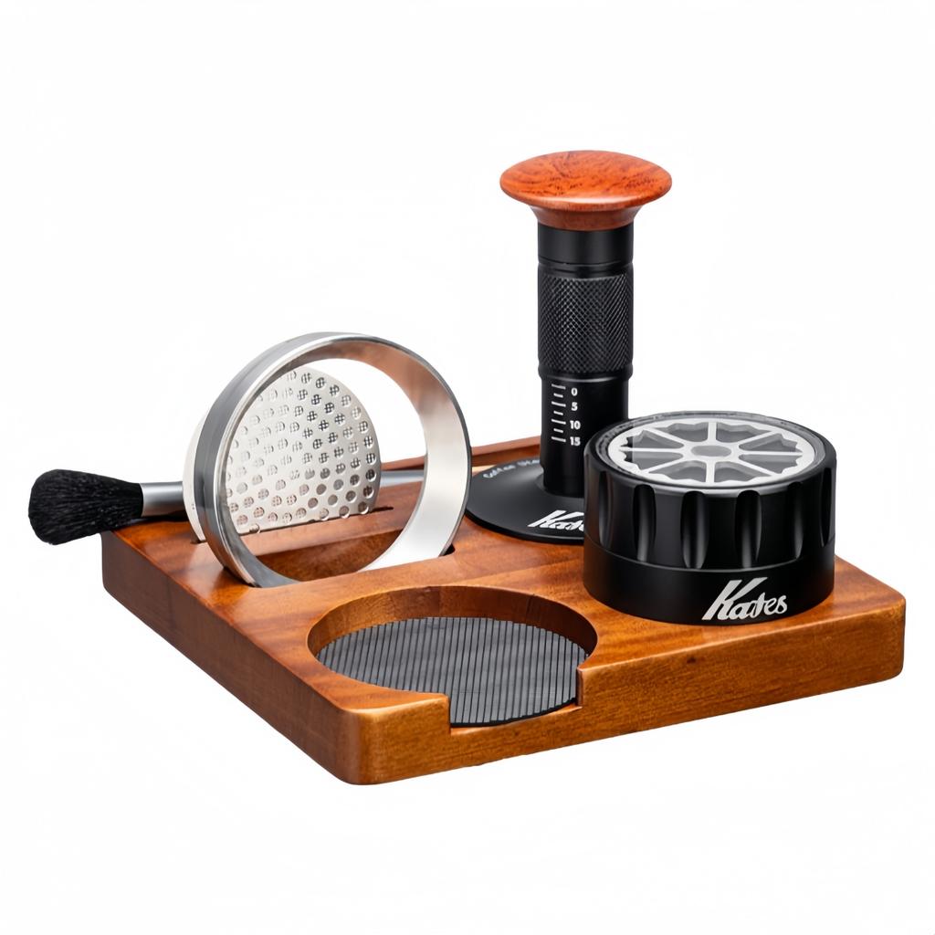 6pcs/set Espresso Tamper Set 16cm Espresso Tamper Kits Wood Tamping Station Distributor Dosing Funnel Brush Coffeeware Parts